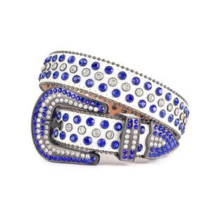 6532 Rhinestone Belt For Men Women White Western Leather Belts Sparkle